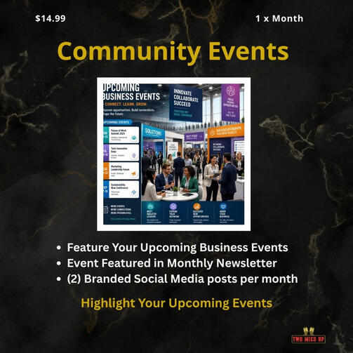 Advertise Your Brand at Two Mics Up Business Events – Live Shows, Networking and Co‑Branded Activations
